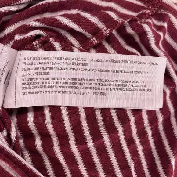 HOLLISTER T-Shirt Loose Striped Pocket Short Sleeves Blouse Womens S Maroon Red - Picture 8 of 9